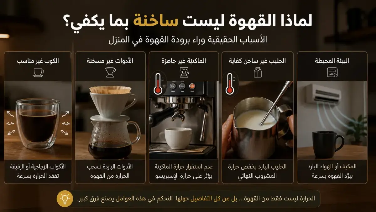 أسباب شائعة تجعل القهوة المنزلية ليست ساخنة بما يكفي