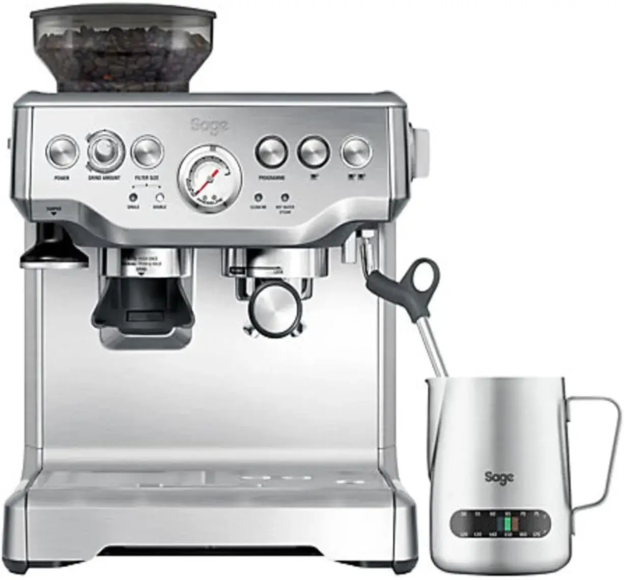 Sage Barista Express ماكينة اسبريسو مع مطحنة منزلية لتحكم أفضل في القهوة