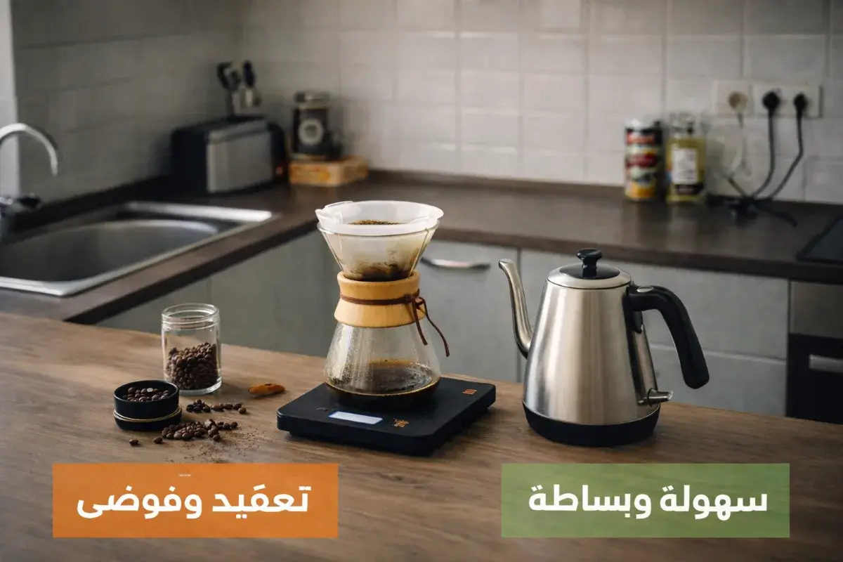 إعداد قهوة بسيط باستخدام V60 في المنزل