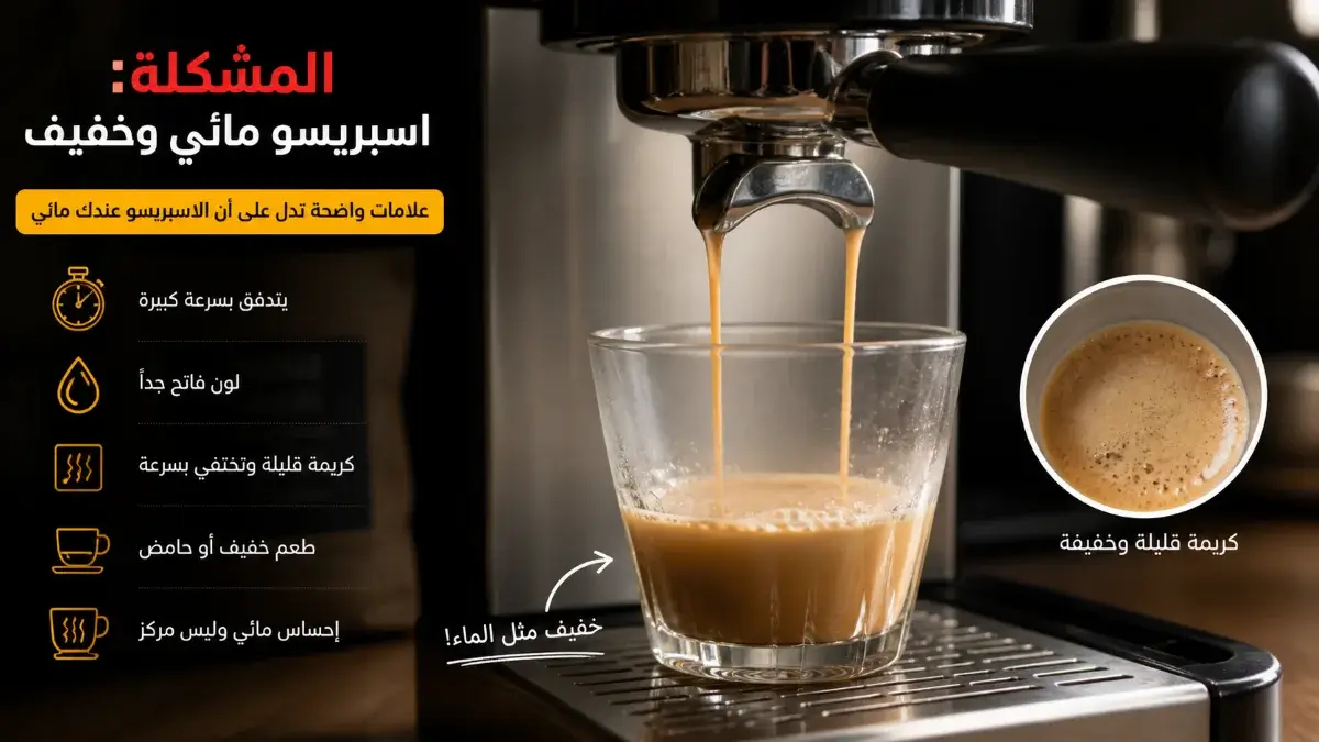اسبريسو خفيف ومائي يخرج بسرعة من ماكينة منزلية